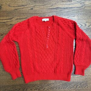 Sezane Red Cable Knit Sweater